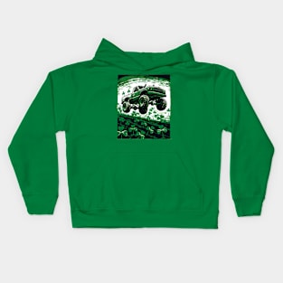 Shamrock Crusher Monster Truck Illustration Kids Hoodie